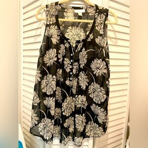 Motherhood Maternity “Sleeveless Ruching w/Button Front Top” Size XL Black EUC